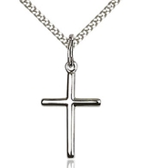 Cross - Silver Filled  Pendant on a 18 inch Light Rhodium Light Curb Chain - $35.99