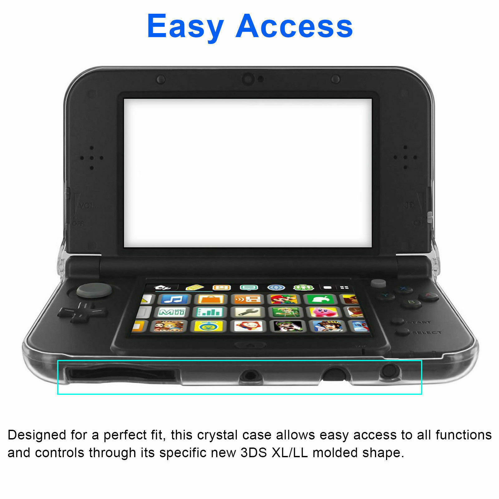 Crystal Protective Hard Clear Case+Clear Screen Protector New Nintendo