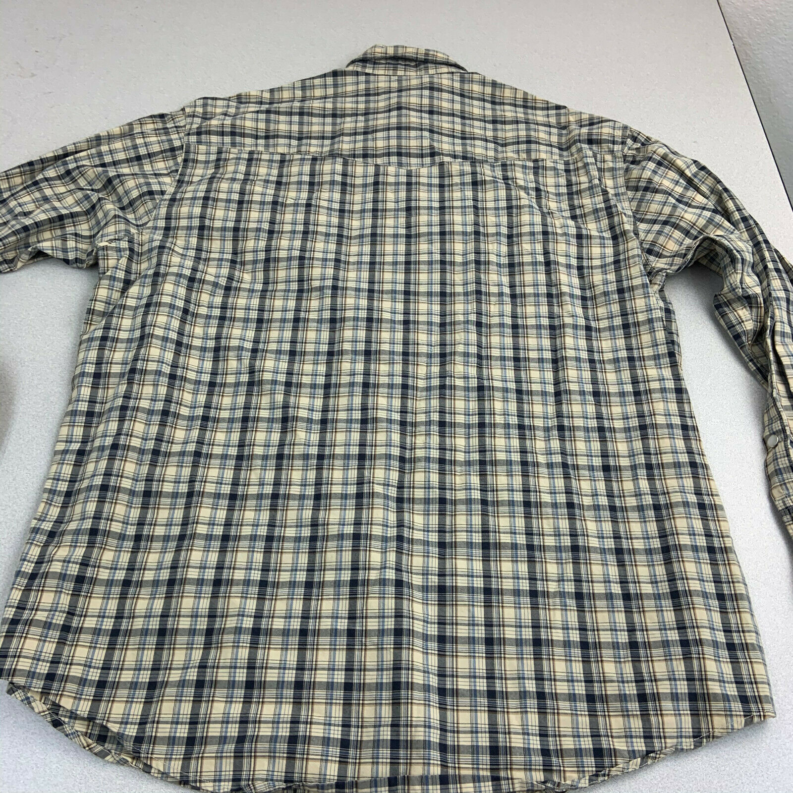 Carhartt Pearl Snap Button Up Shirt Mens Large Tan Plaid Long Sleeve ...