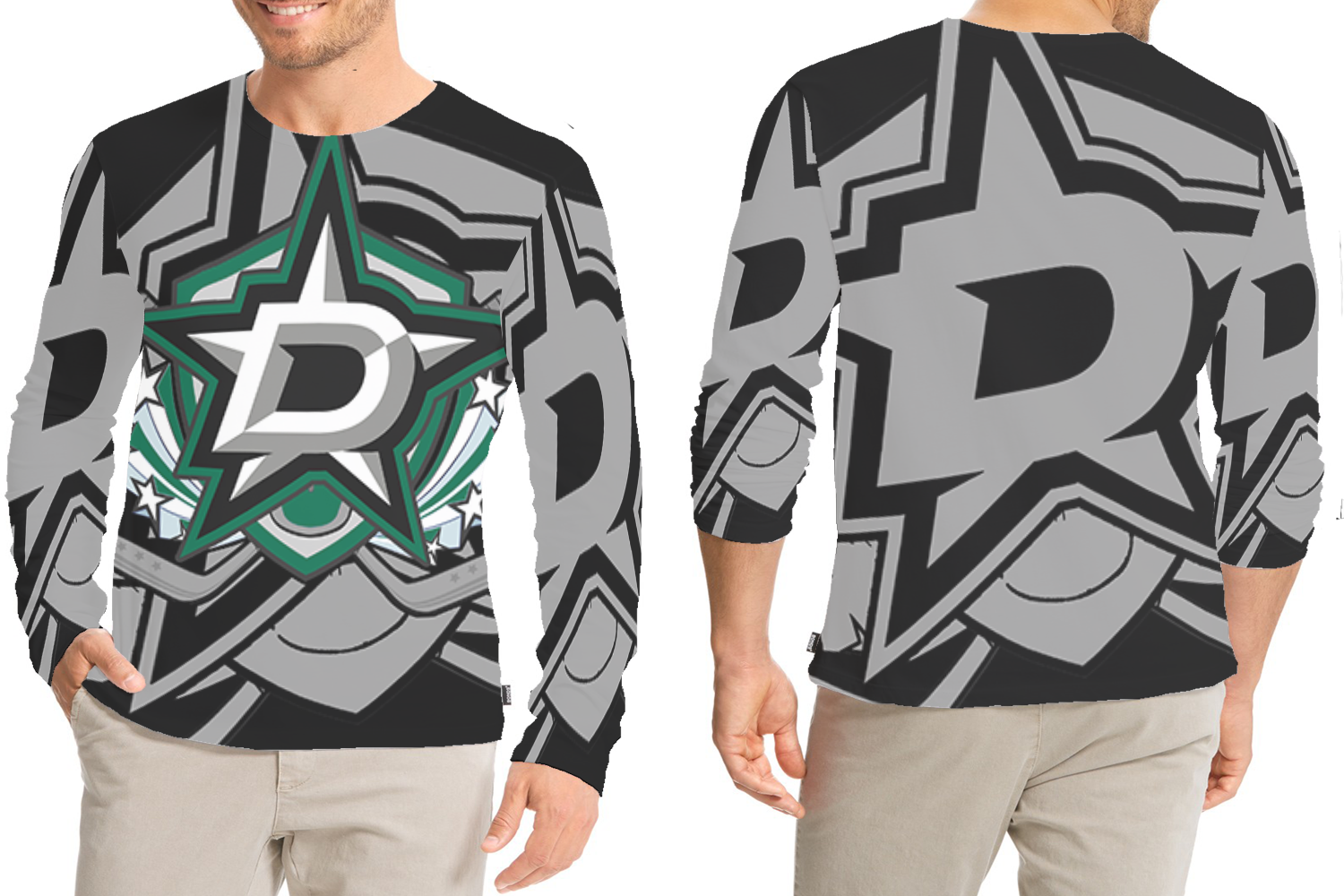 Dallas Stars Long Sleeve Tshirt Fullprint For Men TShirts