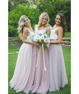 BLUSH High Waist Full Tulle Maxi Skirt Blush Wedding Maxi Tulle Skirt Plus Size - $58.50
