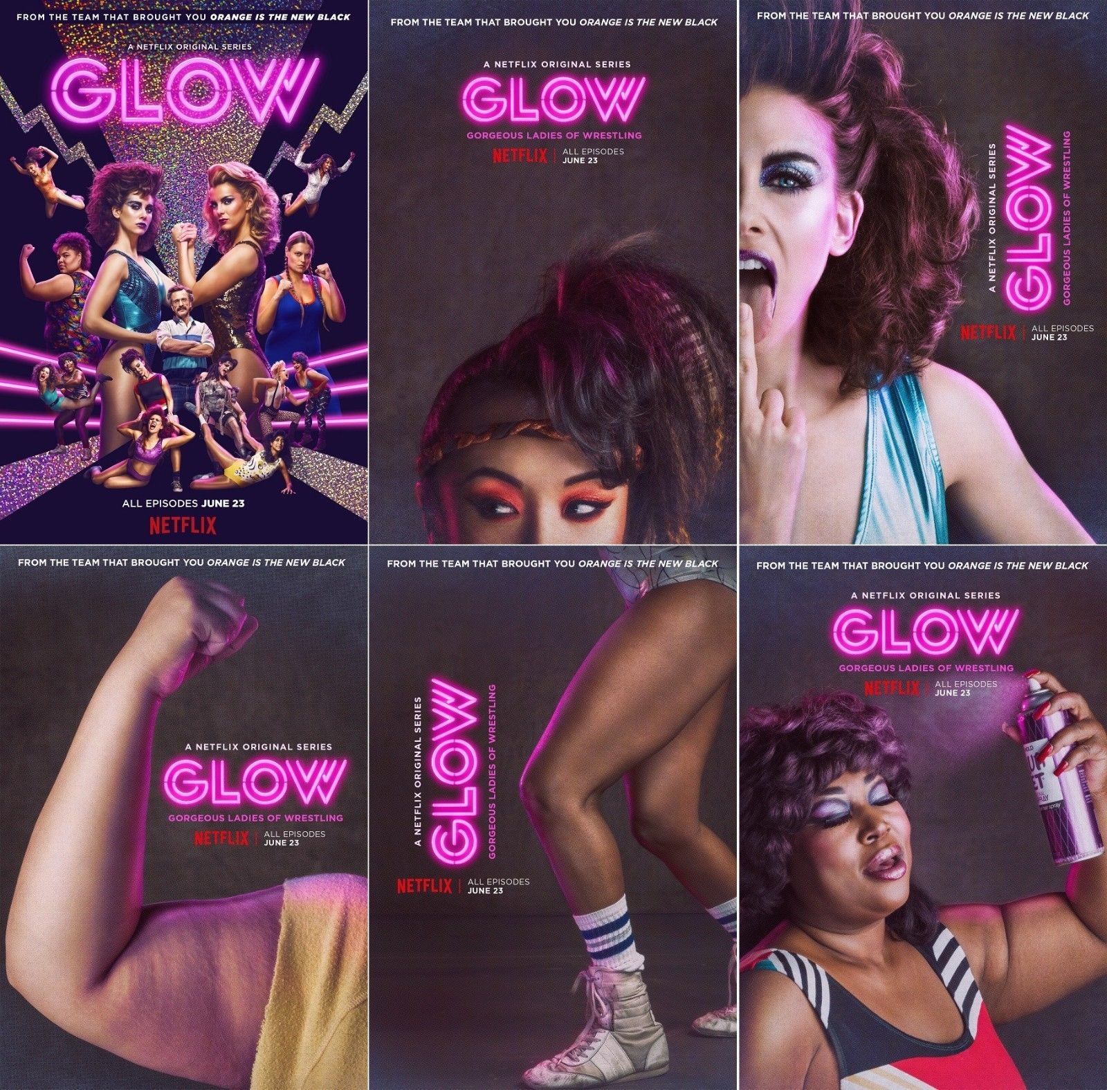 GLOW TV Series Poster Women Wrestling Show Season 1 2 Print 24x36 27x40 32x48