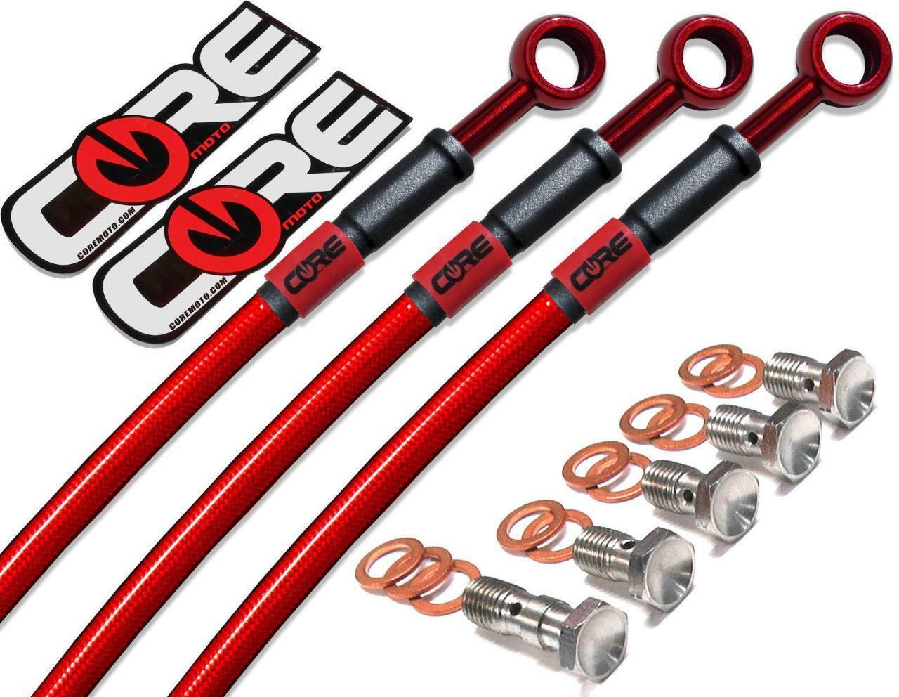 ABS Deleted 3 lines Yamaha R1 R1M R1S Brake Lines 2015-2020 Front-Rear Red