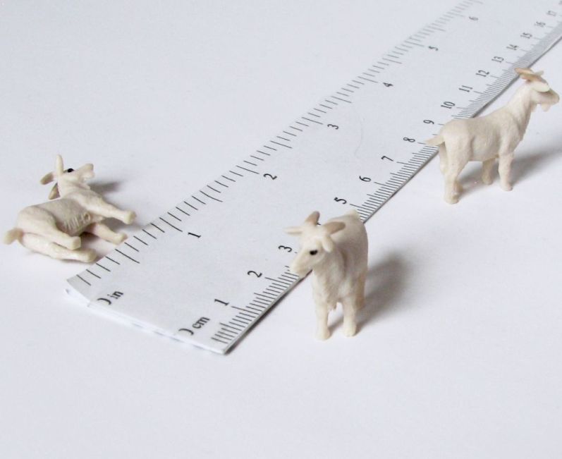 Dollhouse 3 Toy White Horse Figures Micro-Mini Miniature