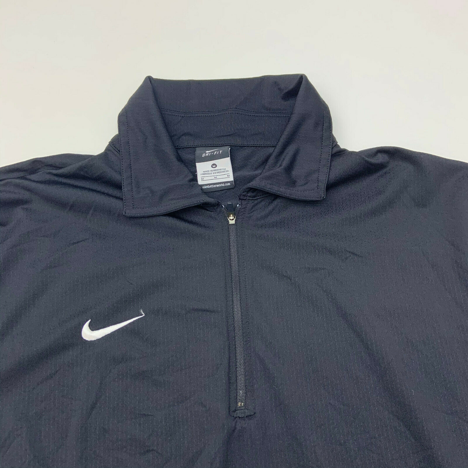 Nike Quarter Zip Jacket Mens Medium Dri Fit Black Long Sleeve Casual