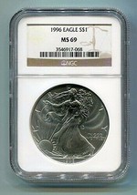 1996 American Silver Eagle Ngc MS69 Brown Label Premium Quality Nice Coin Pq - $118.95