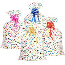4 Pieces Plastic Dot Bags (36 X 48 Inch) With 4 Pieces Pull Flowers Larg... - $27.99