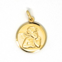 SOLID 18K YELLOW GOLD MEDAL, GUARDIAN ANGEL, 15 mm DIAMETER, VERY DETAILED image 2
