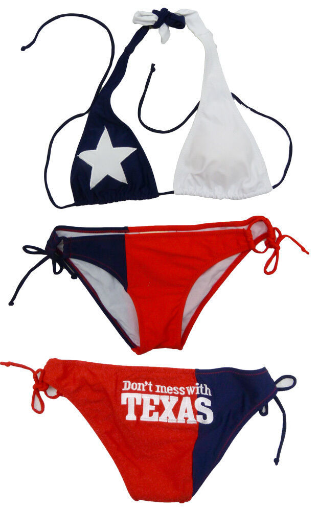 TEXAS FLAG DON'T MESS WITH TEXAS TWO PIECE AMERICA USA BIKINI BATHING