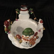 Yankee Candle J/H Snowmen and a dog Candle Holder Christmas  1628690 - $18.00