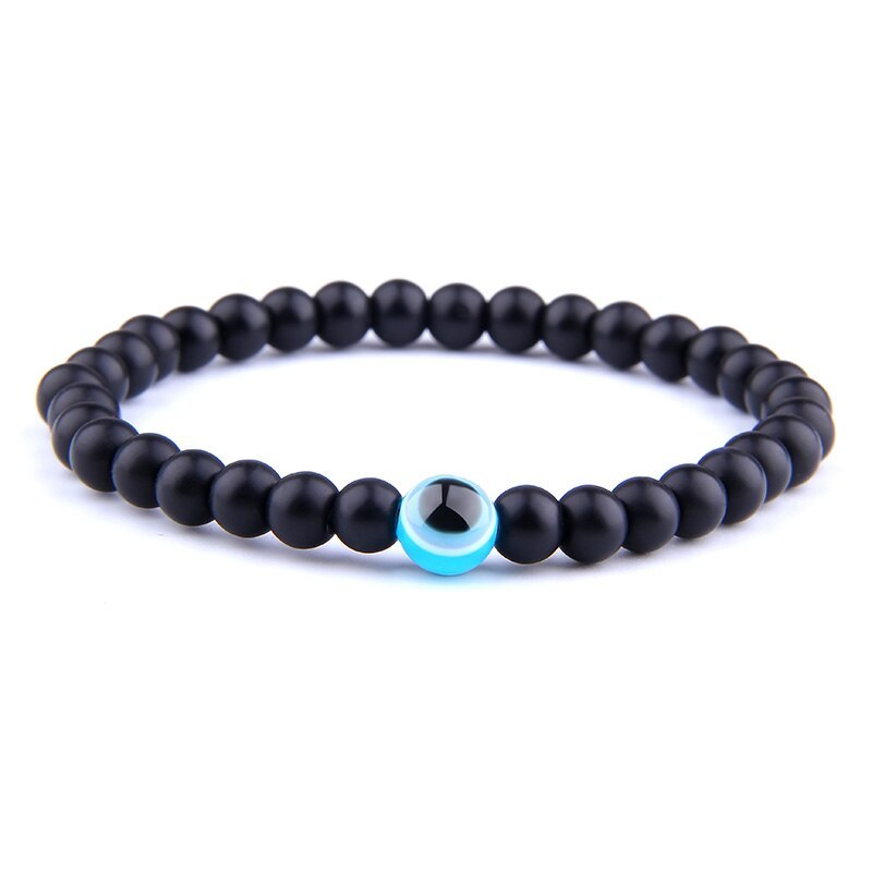 Polished Black Onyx Bracelet Men  Beads Stone Bracelet For Men Fashion Jewelry B