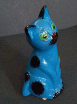CAT MONEY BANK Coin Piggy Blue Kitten Figurine Ceramic 6" NEW image 5