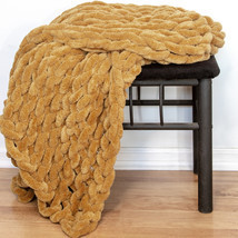 Donna Sharp Gold Chenille Knitted Throw - £66.20 GBP