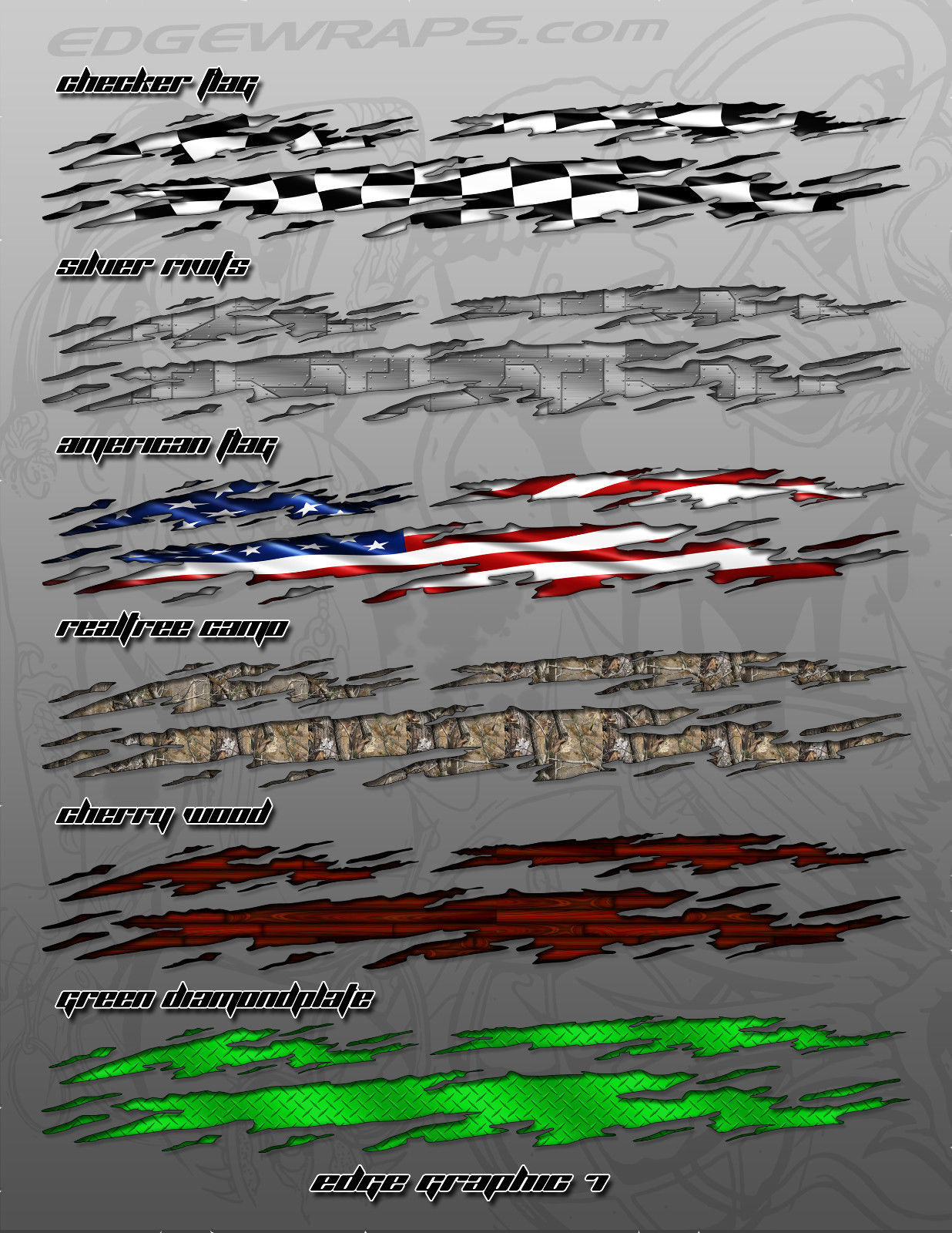 Image of RACE CAR TRUCK TRAILER BOAT GRAPHIC WRAP EG7 - 4 SIZES MANY COLORS AVAILABLE