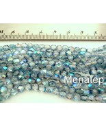 50 4mm Czech Glass Fire Polished Beads: Luster - Blue/Crystal AB - $4.00