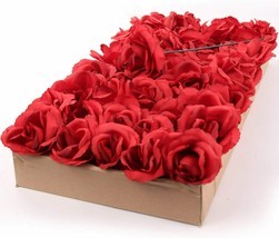 50Pcs Artificial Red Roses Silk Flowers Bridesmaid Bridal Bouquet Decor ... - $22.49