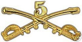 ARMY 5TH CAVALRY GOLD LAPEL HAT PIN 2&quot; BADGE - $18.04