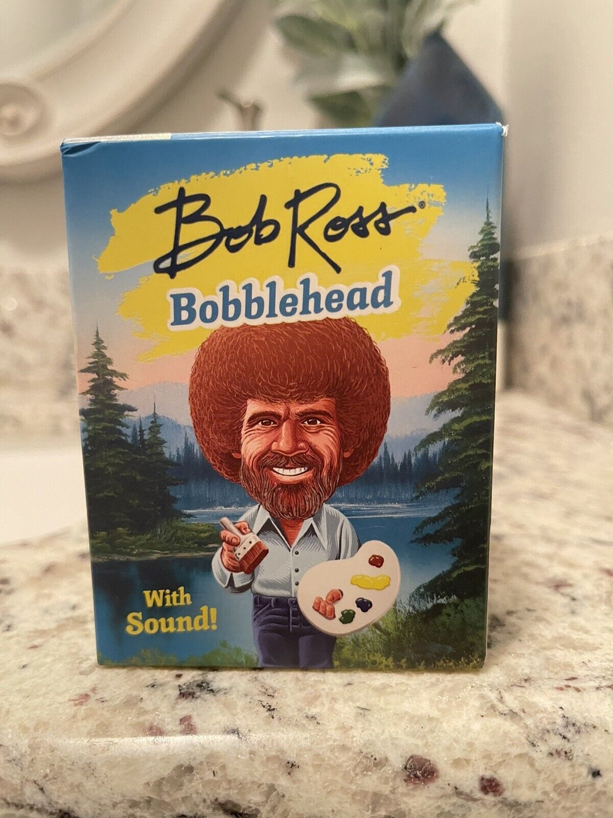 3.5" Bob Ross Bobblehead w/ 30 Paintings Flipbook & Sound 10 Wise Witty