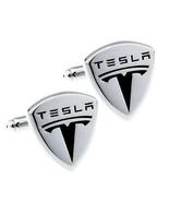 TESLA Emblem Cufflink Set - silver luxury auto car elon musk logo men je... - $12.99