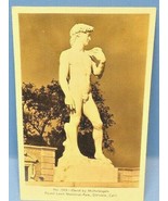 DAVID By Michelangelo Forest Lawn Memorial Park Glendale CA. RPPC Real P... - $9.80