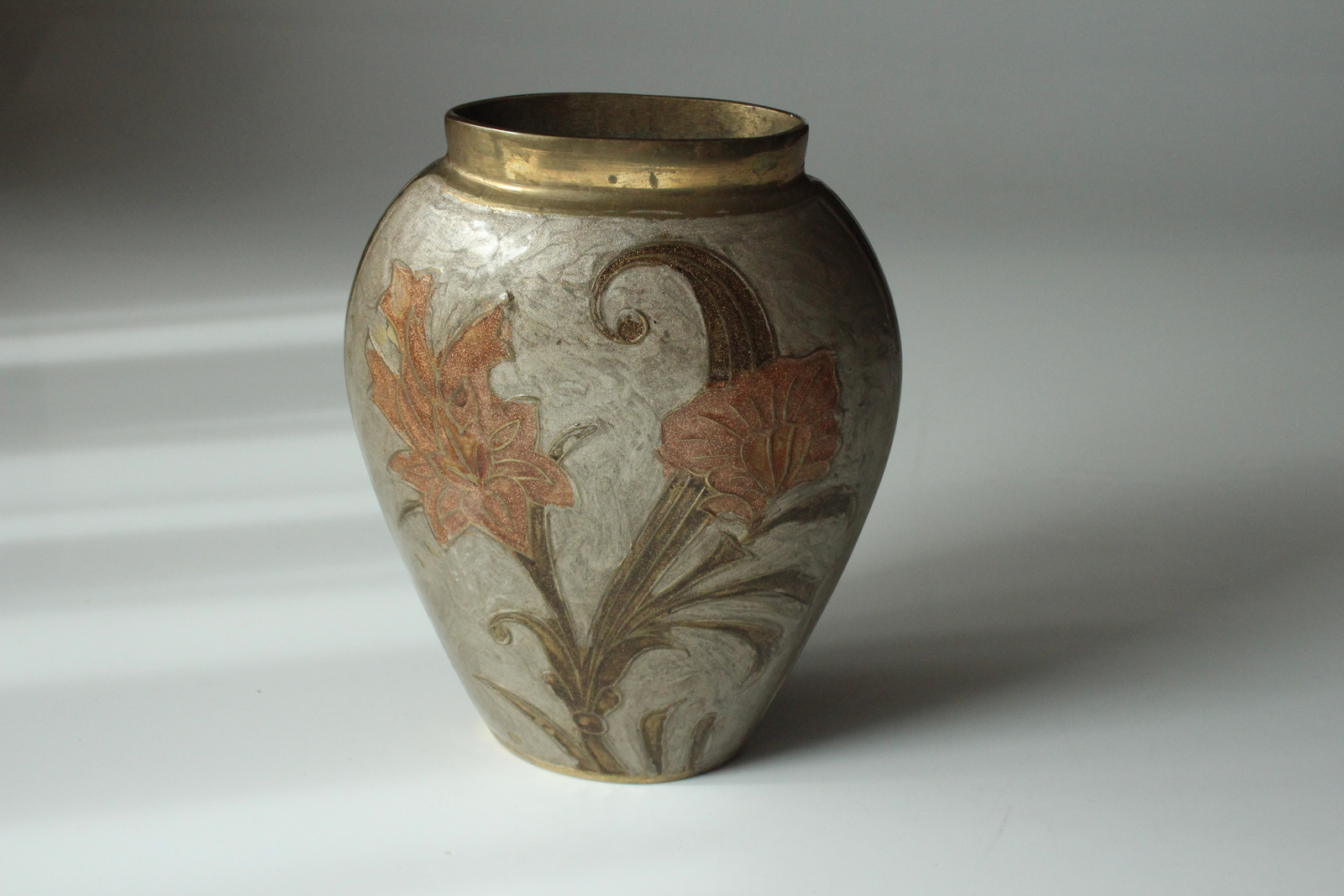 Cloisonne Brass Enamel Vase Vintage From The 1970s Handmade Vases 8543