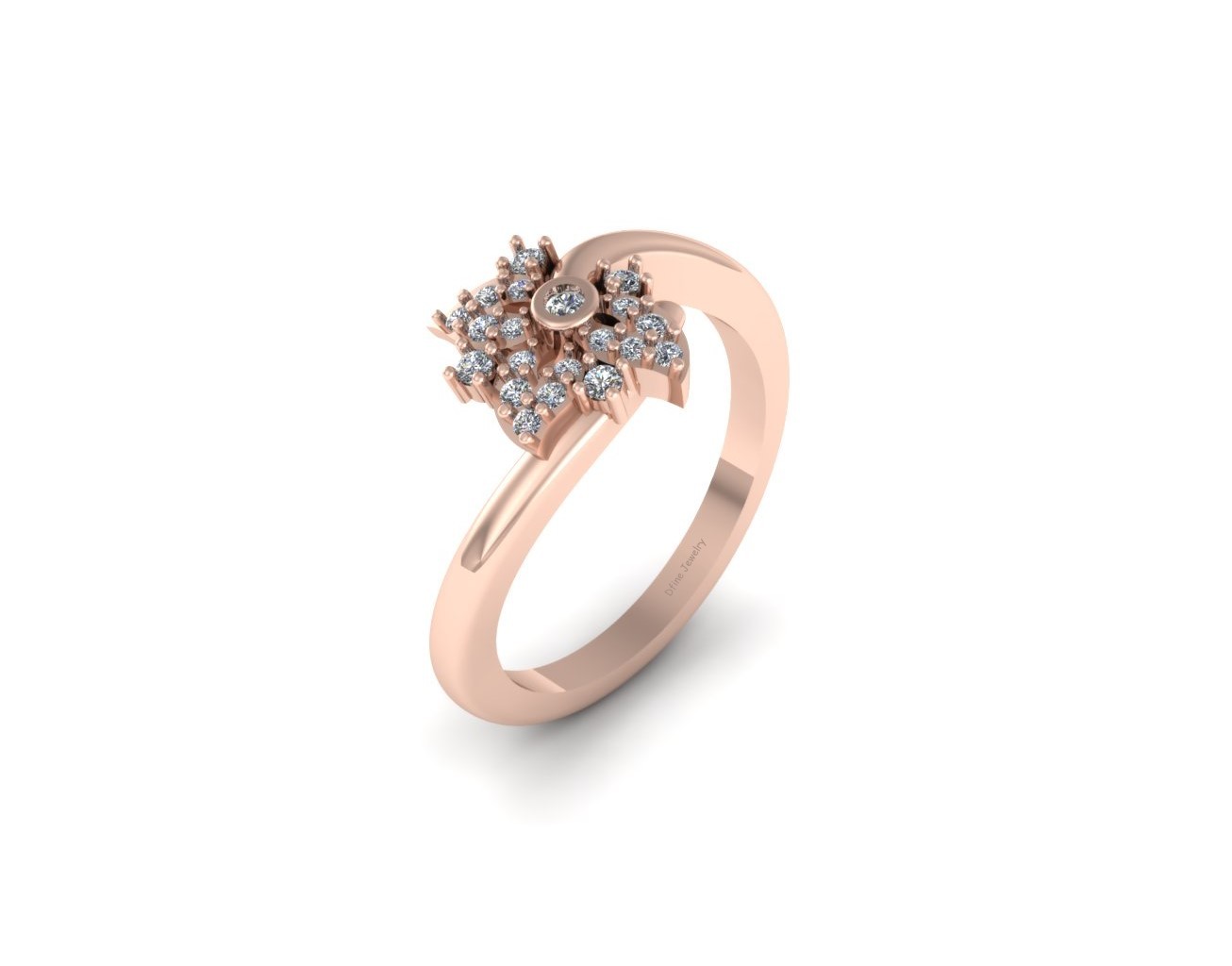 0.20cttw Diamond Curved Engagement Ring Rose Gold Fn Silver Promise Ring For Her