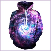 Spinning Galaxy Painted Universe Long Sleeve Cotton Pullover Hoodie Sweatshirt