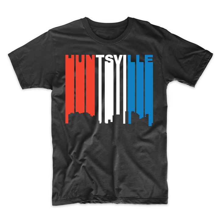Retro Style Red White And Blue Huntsville Alabama Skyline TShirt T