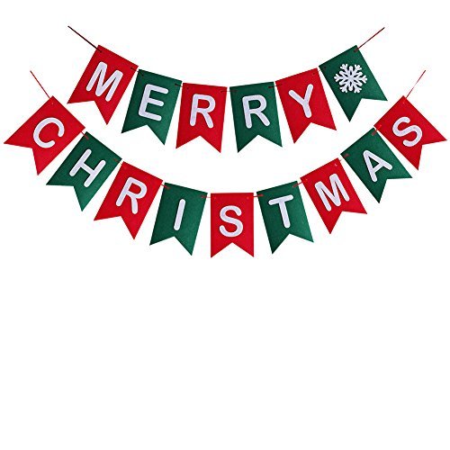 Merry Christmas Banner Christmas Party Garland Bunting Sign for Holiday ...