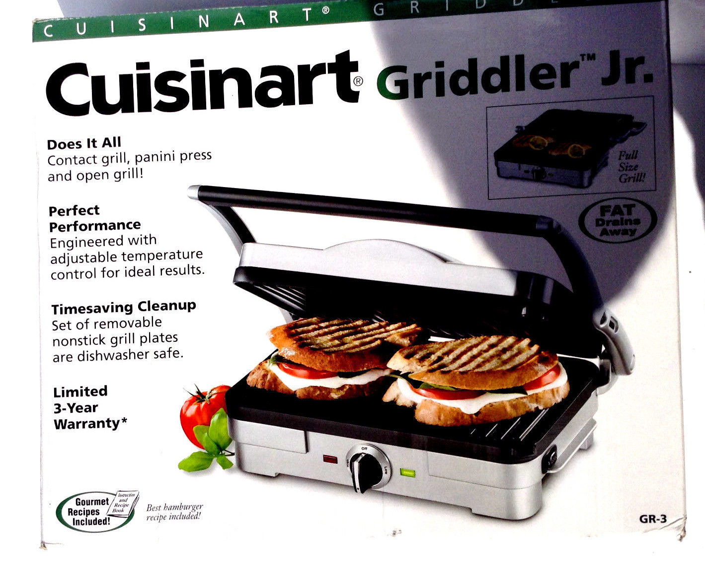 Cuisinart Countertop Grill Griddler Nonstick 4 Cooking Options