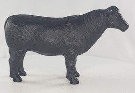 Vintage Hard Plastic Black Cow Bull Toy Figure - $14.84