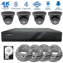 CTVISION 8-Channel 4K 8MP NVR, (4)x8MP Turret PoE IP Camera Security Sys... - $499.95