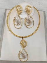 Dubai Gold Plated Jewelry Set For Women Number 8 Shape Necklace Pendant Hanging  - $57.55