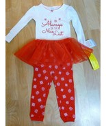 Carters Girls 3 Piece Cream &amp; Red Christmas Outfit Leggings Top Choose S... - $13.25