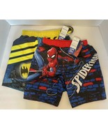 Boy&#39;s Size 7 Marvel Dreamwave Swim Trunks Spiderman &amp; Batman Two Pair UP... - $21.66