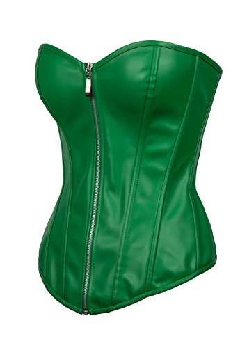 Sexy Green Corset Leather Zipper Goth Steampunk Bustier Waist Training ...
