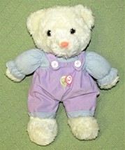 15" Cuddle Wit Teddy Bear Purple Corduroy Overalls Checked Shirt White Plush Toy - $38.61