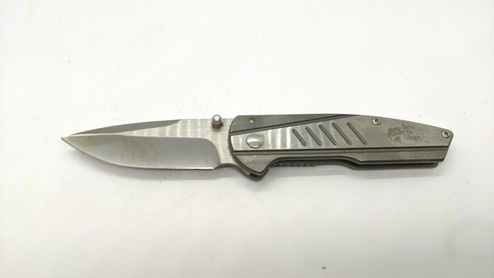 Bass Pro Shops Folding Pocket Knife Plain Edge Frame Lock Stainless
