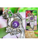 Vintage Bird of Paradise Sterling Silver Amethyst Mexico Brooch Pin - $38.95
