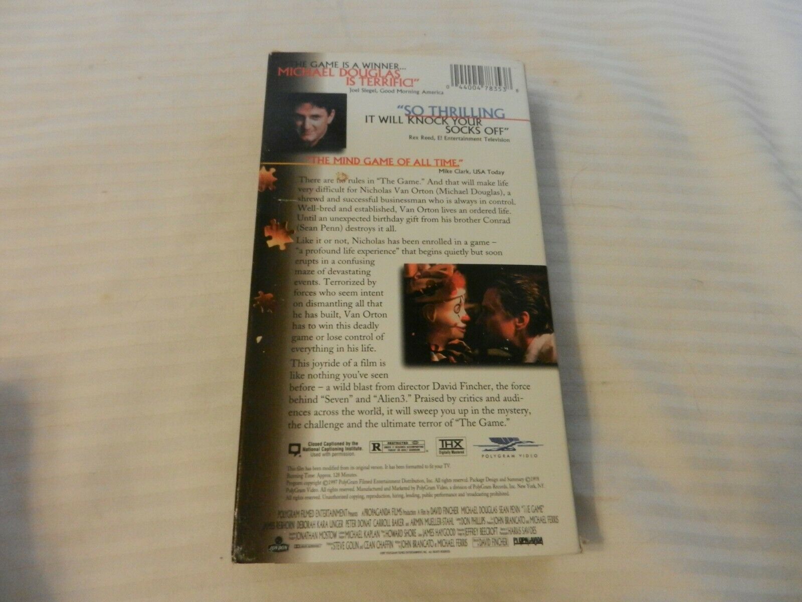 The Game (VHS, 1998, Closed Captioned) Michael Douglas, Sean Penn - VHS ...