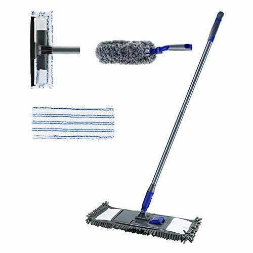 Microfiber Flat Mop with Long Handle & Heavy Duty Duster + Glass Squeegee Cleani Shot Glasses