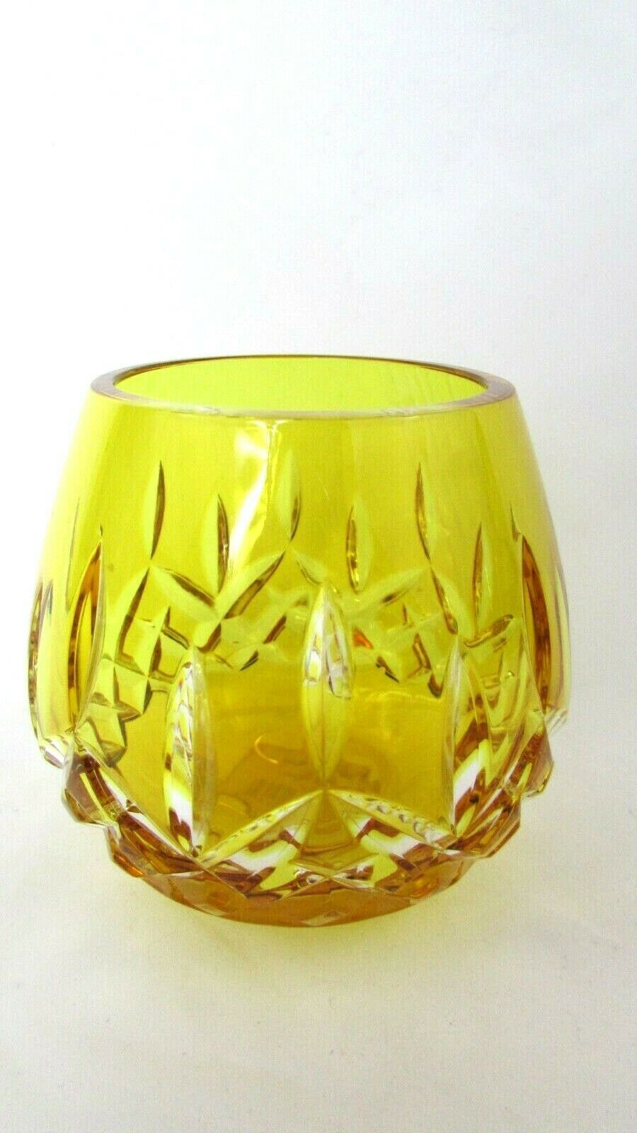 Waterford LISMORE Cased Yellow Votive Candle Holder Crystal 142166 EUC