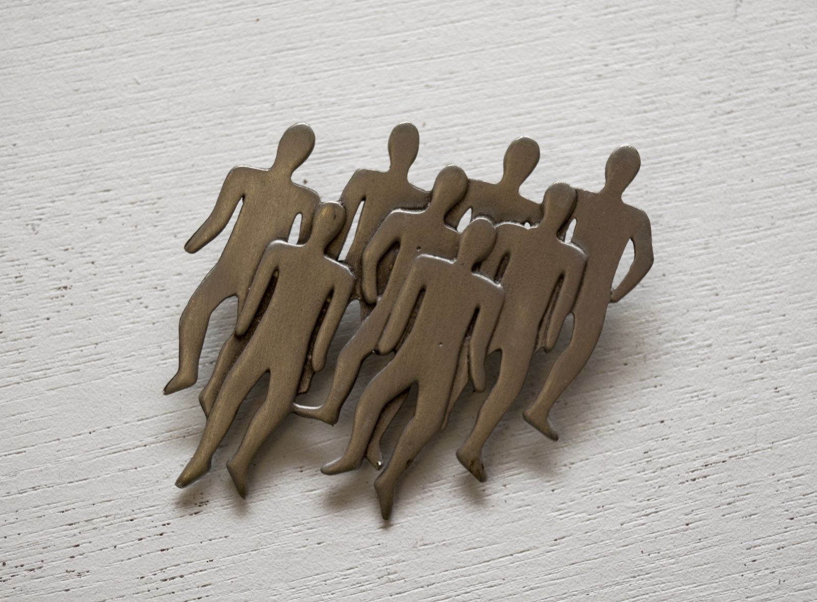 Primary image for JJ 1988 People Human Crowd Silhouette BROOCH Pin - PEWTER - FREE SHIPPING