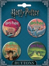Harry Potter Hardcover Books Cover Art Four Button Literary Set #1 NEW UNUSED - $4.99