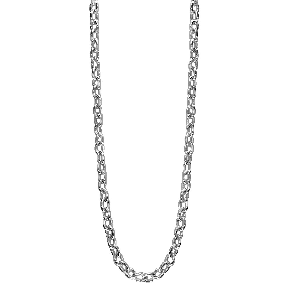 Handmade Open Oval Link Chain, 24 Inches in 14K White Gold - Other