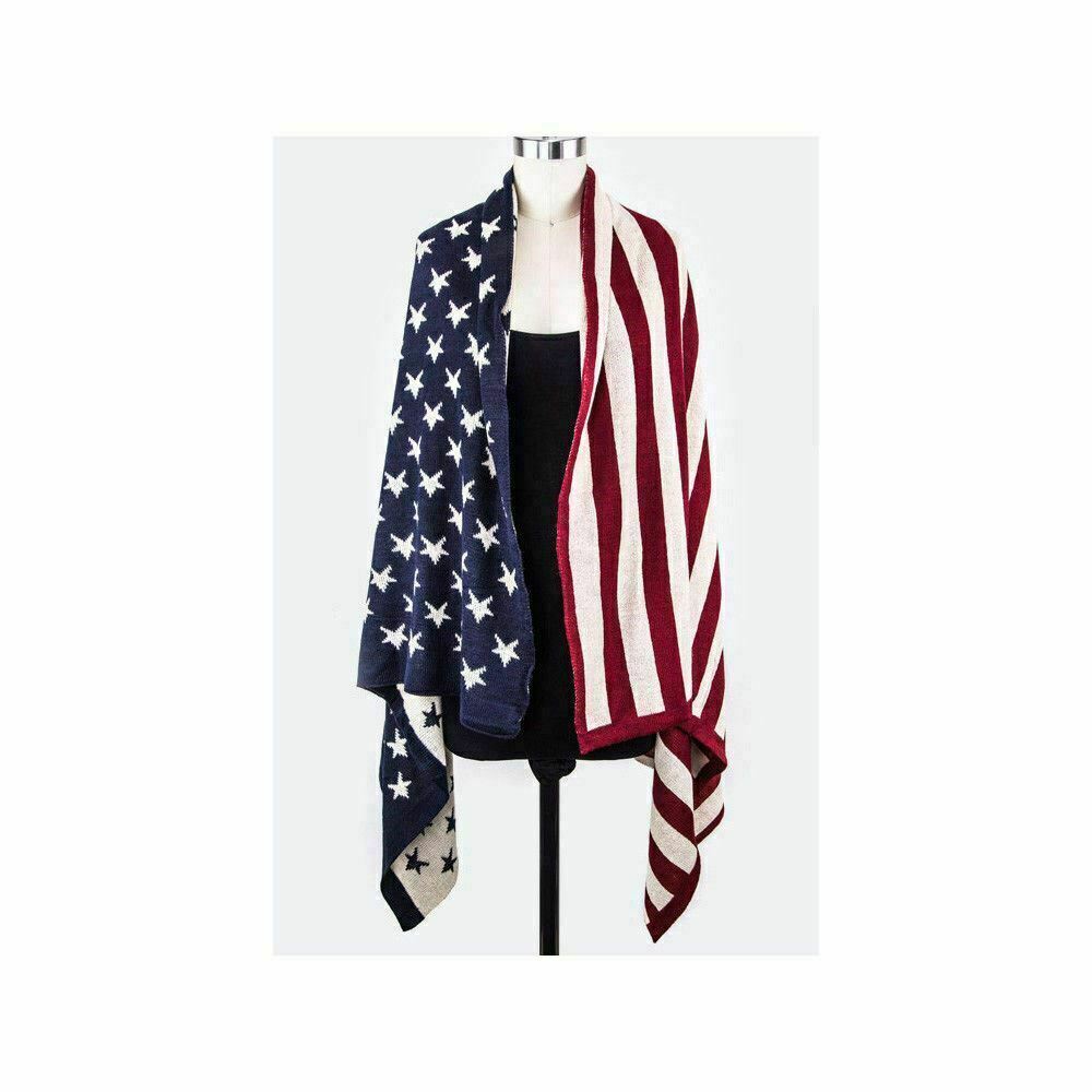 Star Spangled Arylic Women men Patriotic USA American Flag Wrap Scarf shawl