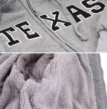 Men's Texas Embroidered Sherpa Lined Zip Up Fleece Hoodie Sweater Jacket Large image 3