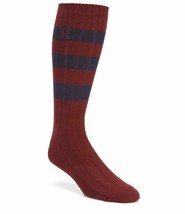 POLO Ralph Lauren Rugby Ribbed Crew Socks Wine / Navy Blue (Size 10-13 U.S ) - $30.52