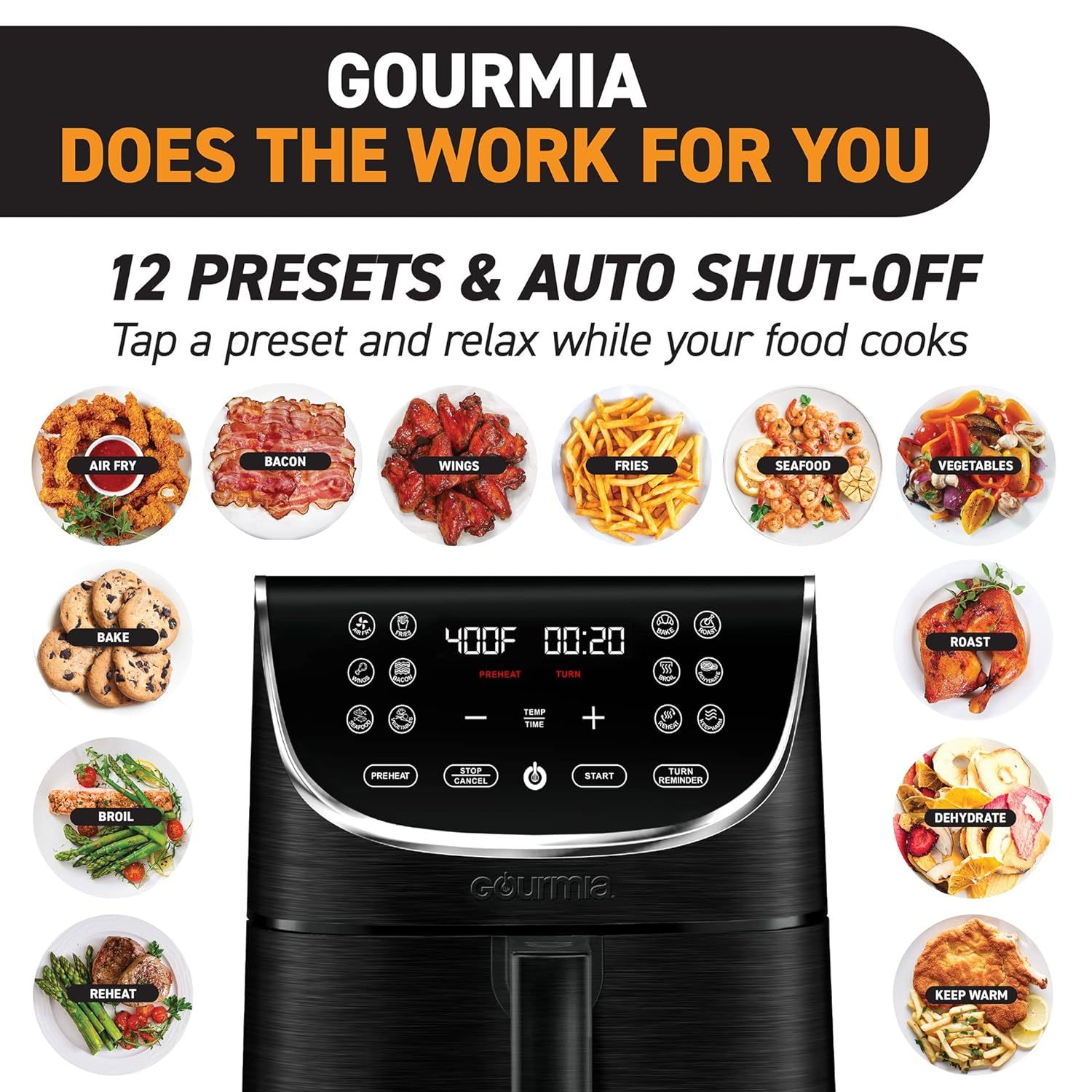 Air Fryers, Gourmia GAFW598 5-Quart Digital Air Fryer + Waffle Maker - No  Oil Healthy Frying - 7 One-Touch Cooking Functions with Waffle Maker Insert  - Easy Clean-Up - Recipe Book Included