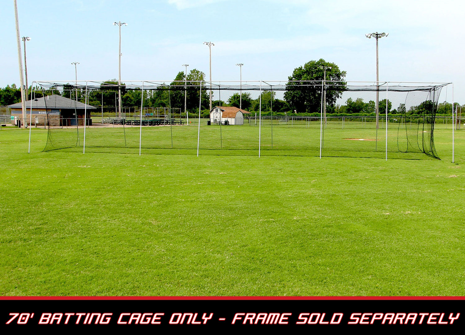 70' x 12' x 12' 24 Twisted Poly Batting Cage Net with Free 4 x 6 Vinyl